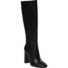 Ally Faux Leather Heeled Knee High Boots - Black