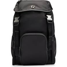 BOSS Matte-twill backpack with double monogram and full lining Black