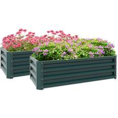 Green Pots OutSunny Outdoor Planter Box Set of Steel Raised Garden Bed