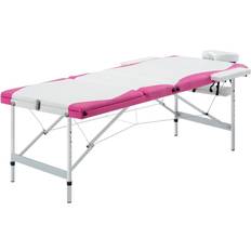 Tavoli e Accessori per Massaggio vidaXL Lettino Massaggio Pieghevole 3 Zone in Alluminio Bianco e Rosa
