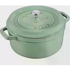 Gusseisen Töpfe Staub Cocotte 22 cm Salbeigrün mit Klappe