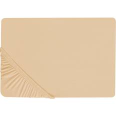 Lenzuola Beliani Con Angoli Cotone Beige Sabbia 160 x 200 cm Lenzuolo Beige (200x)