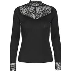 Élasthanne/Lycra/Spandex Chemisiers Y.A.S Blouse Manches Longues Dentelle Féminine Noir 26031749