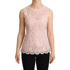 Dame - One Size Singleter Dolce & Gabbana Pink Floral Lace Sleeveless Tank Blouse Top IT40