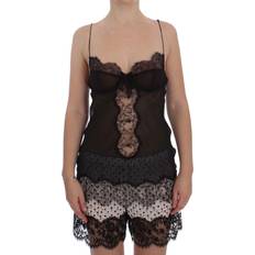 Undertøjssæt på tilbud Dolce & Gabbana Black Silk Lace Babydoll Lingerie Top IT2