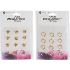 Gold Crafts Art Studio 12 Pack of Gold Embellishments Gold