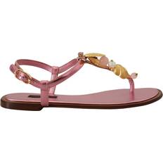 Dolce & Gabbana Pink Slippers & Sandals Dolce & Gabbana Pink Embellished Slides Flats Sandals Shoes