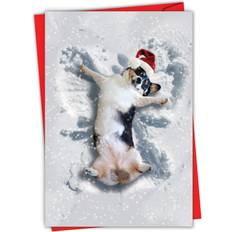 1 Christmas Card with Envelope Critter Snow Angels Dog C4187FXSG