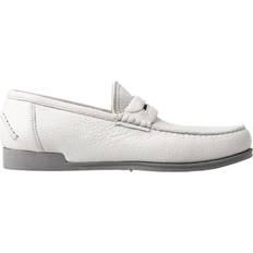 Dolce & Gabbana Laced Loafers Dolce & Gabbana Light Gray Leather Loafer Slip On Mocassin Shoes EU41.5/US8.5