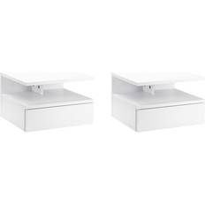 Retractable Drawers Bedside Tables Homcom Floating Nightstand Set of 2 Bedside Table