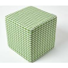 Homescapes Green Gingham Check Cube Pouffe