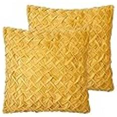 Amarillo Fundas de cojín Beliani Conjunto 2 Cojines Decorativos De Terciopelo Accesorio Moderno Tradicional 45 x 45 cm Amarillo Choisya Funda de cojín Amarillo (45x45cm)