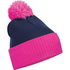 Beechfield Kids Snowstar Duo Two-Tone Winter Beanie Hat One Size French Navy/Fuchsia