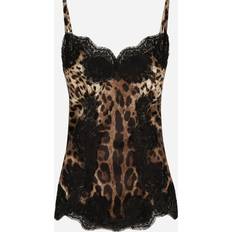 Dolce & Gabbana Blouses Dolce & Gabbana Leopard-print satin top with lace inlay