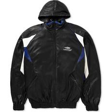 Balenciaga Tøj Balenciaga Logo Embroidered Leather Track Jacket - Black
