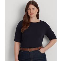 Polo Ralph Lauren Blouses Polo Ralph Lauren Plus CottonBlend Boatneck Top Navy