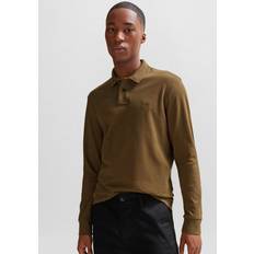 XS Polo Shirts BOSS Stretch-cotton polo shirt with logo patch Brown