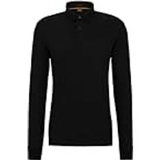 Tops BOSS Stretch-cotton polo shirt with logo patch Black