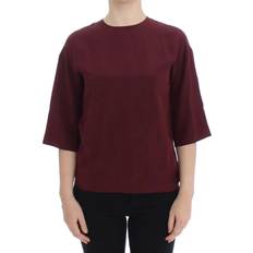 Dolce & Gabbana Red Tops Dolce & Gabbana Red 3/4 sleeve silk blouse IT36