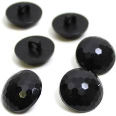 Black Buttons Hemline Black Novelty Faceted Button 6 Pack