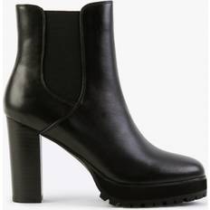 Daniel DANIEL Slock Black Leather Block Heel Chelsea Boots 35, Colour: