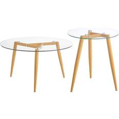 Glass Dining Sets Danya B Van Beuren 21.75 Beech Round MDF Dining Set