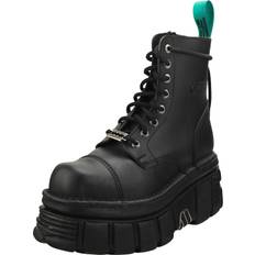 New Rock Combat Vegan Unisex Platform Boots Black