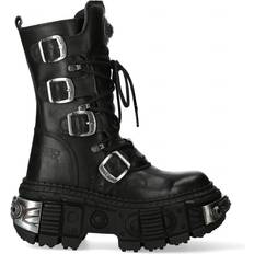 New Rock Halfhoge Gotische Leren Laarzen - Zwart