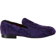 Purple - Women Loafers Dolce & Gabbana Purple Sheep Fur Leather Loafers EU36/US5.5