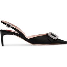 44 - Schnürung Pumps Roger Vivier Verzierte Slingback-Pumps Dorsay aus Satin Schwarz