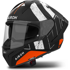 Orange Motorcycle Helmets Airoh Matryx Scope Helmet, black-white-orange, for Men