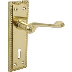 Door Handles Designer Levers Georgian Long Backplate Scroll Lock Door