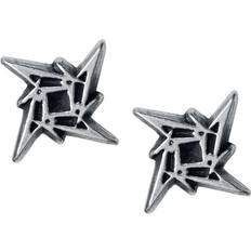 Unisexo Pendientes Metallica Ninja Star Logo Stud Earrings - Silver/Black