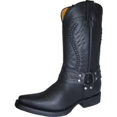 Grinders Mens Black Leather Cowboy Boot-Galveston