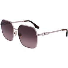Solglasögon Victoria Beckham VB232S-601 Solglasögon Metall Guld Violett Geometrisk - NEW