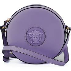 Versace Tasker Versace Purple Calf Leather Round Disco Shoulder Bag