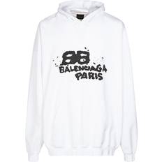 Balenciaga Sweatere Balenciaga Men's Dirty BB Paris Icon Hoodie - White