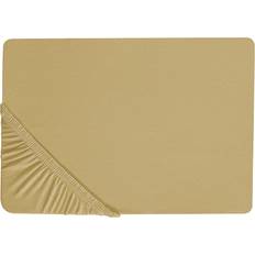 Beliani Fitted JANBU Cotton 140 x 200 cm Olive Green Bed Sheet Green (200x140cm)
