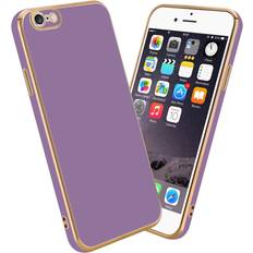 Cadorabo Hülle für apple iphone 6 plus 6s plus schutzhülle handy case cover kamera etui Glossy Lila Gold DE-157888