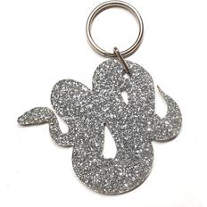 Grey Keychains Pet Mirrors Glitter Acrylic Snake Keyring - Grey