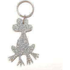 Grey Keychains Pet Mirrors Glitter Acrylic Frog Keyring - Grey