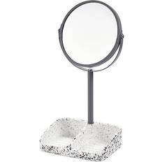 Marble Makeup Mirror Terrazzo Table Top Standing Magnified Mirror Portable Round Folding Vanity Mirror Magnifying Glass With Storage Organizer For