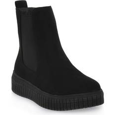 Schnürung Chelsea Boots Jana Damen Chelsea Boots Winter Flach Weite Mehrweite, Schwarz Black