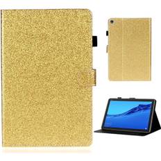 Huawei Huawei MediaPad M5 Lite 10 glitter shiny leather flip case Gold