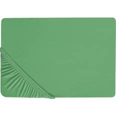 Beliani Fitted Janbu Cotton 160 x 200 cm Green Bed Sheet (200x160cm)