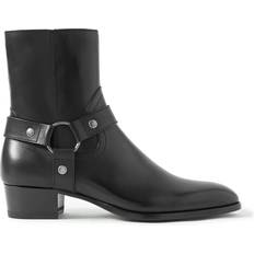 Saint Laurent Men Shoes Saint Laurent 40mm Wyatt Belted Leather Cropped Boots Black 41.5 43.5