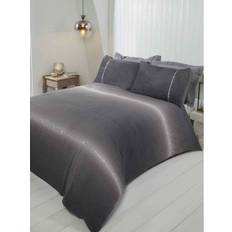 Rapport Diamante Double Teddy Fleece Duvet Cover Grey