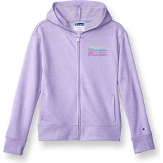 Champion Boys Hoodies Champion Big Girls' French Terry Full-Zip Hoodie, Stacked Script Salty Purple