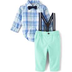 The Children's Place 1-3M Other Sets The Children's Place The Children's Place Baby Boy's and Newborn Long Sleeve Dress Shirt and Pants 2-Piece, Mellow Aqua Set