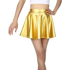 Gold Skirts Children's Clothing HDE Girl's Metallic Skater Skort Dance Athletic Shiny Holographic Scooter Skirt